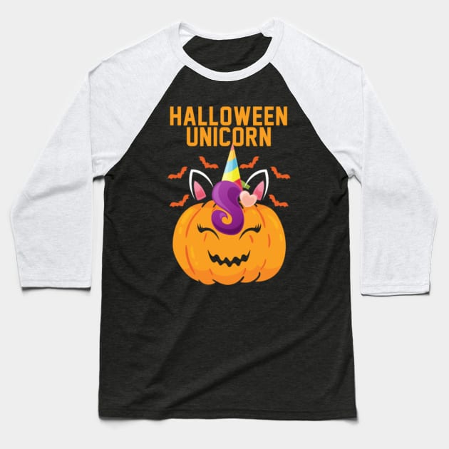 Halloween Unicorn- Baseball T-Shirt by Xizin Gao